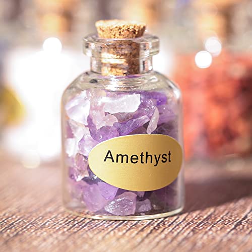 SUNYIK 9 Mini Gemstone Bottles Chip Crystal Healing Tumbled Gem Reiki Wicca Stones Set - Image 4