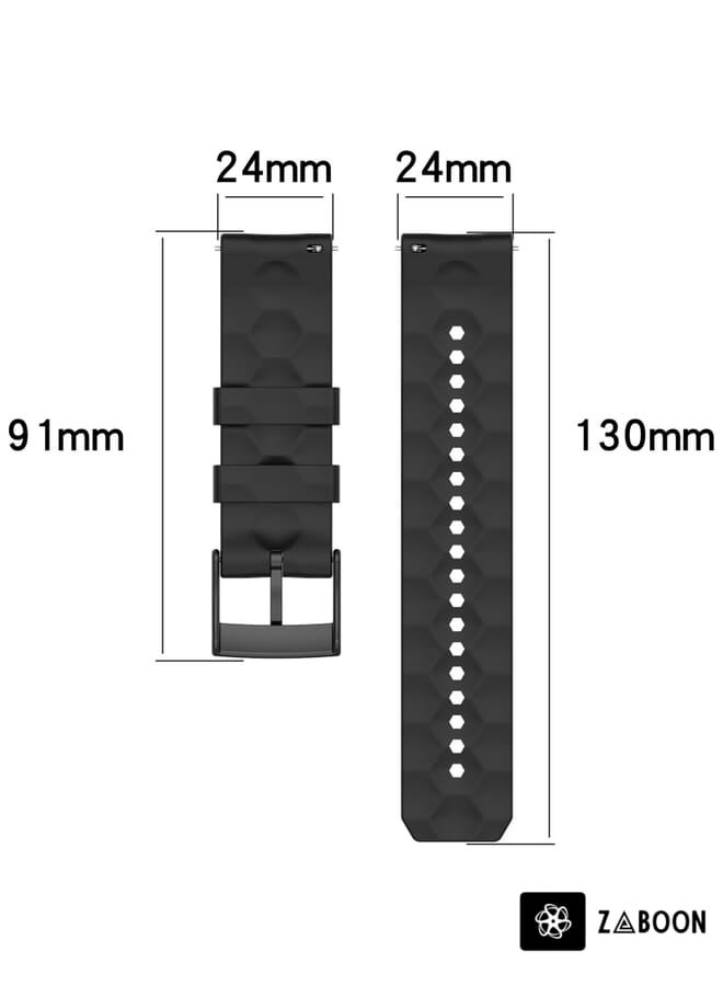 Zaboon Suunto 9 Baro 24mm Football Pattern Silicone Solid Color Watch Band - Image 5