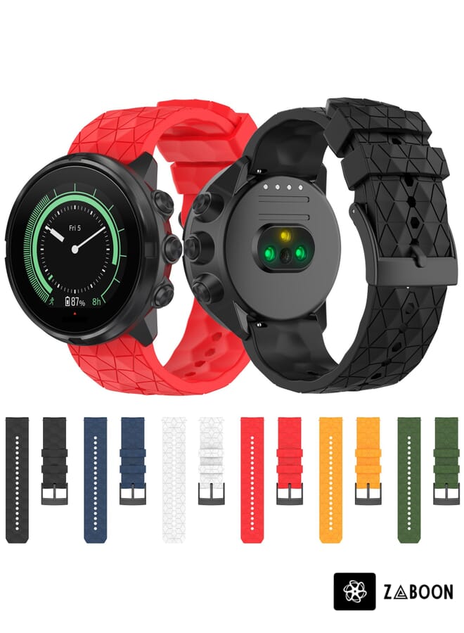 Zaboon Suunto 9 Baro 24mm Football Pattern Silicone Solid Color Watch Band - Image 4