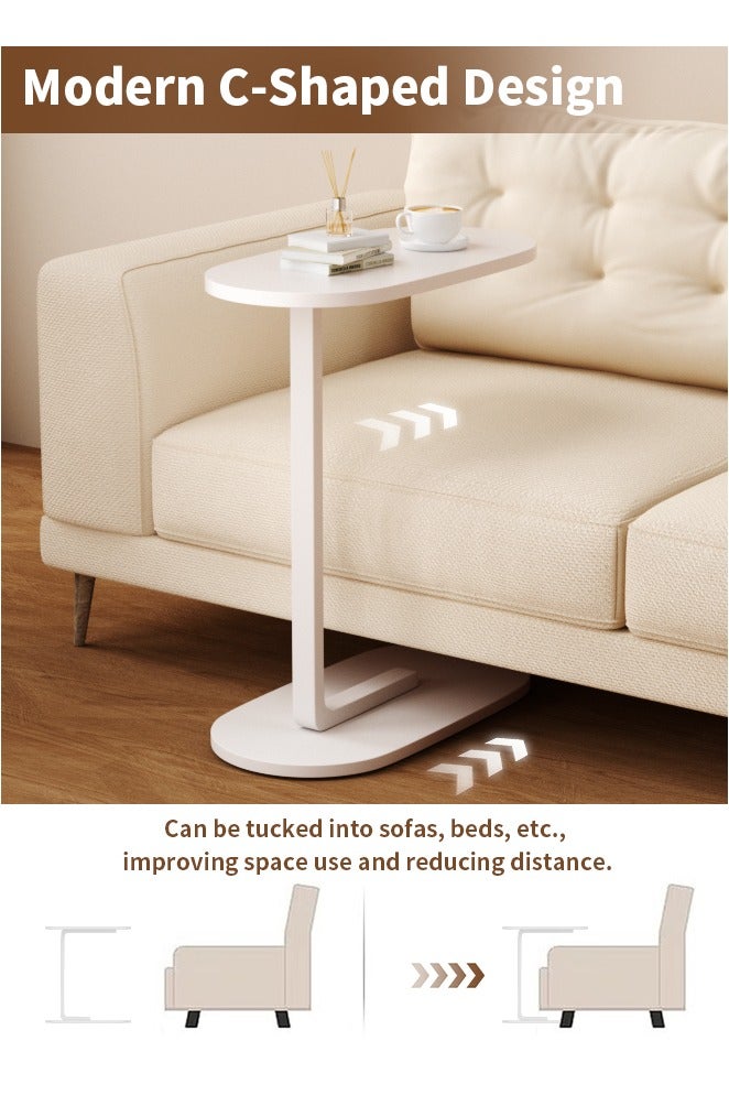 JOGAMS C Shaped Side Table with Metal Frame Service Table Coffee Bed Couch End Table Laptop Holder Table for Living Room Bedroom Bedside - Image 5