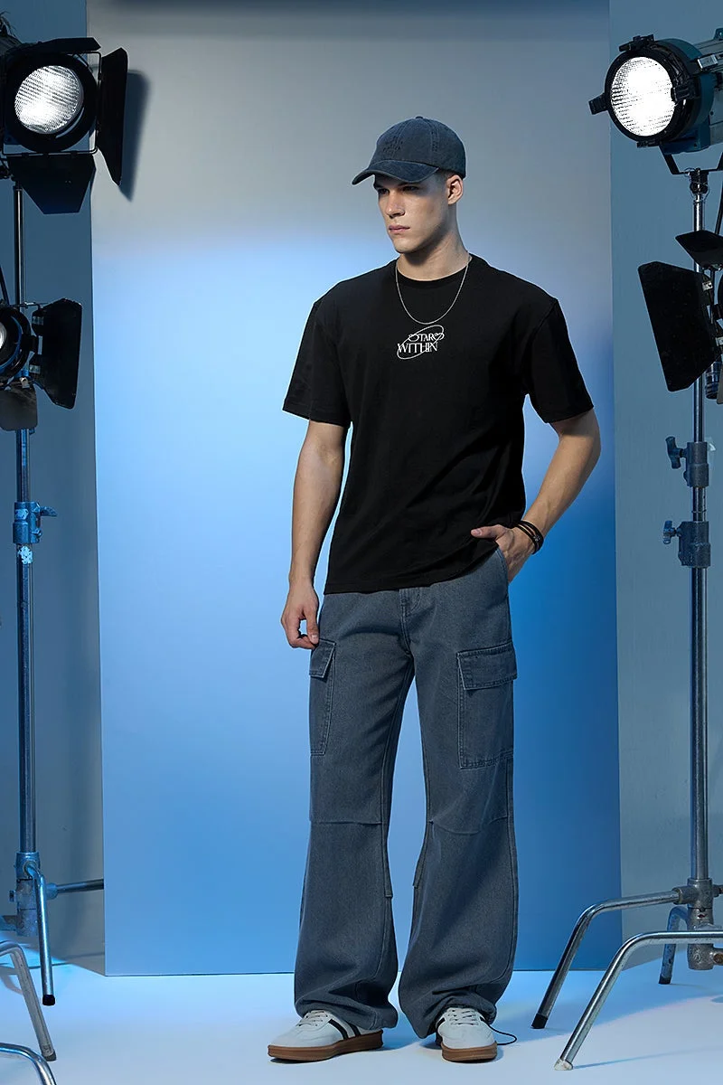 سنيتش تيشيرت فضفاض بطبعة نجوم لامعة