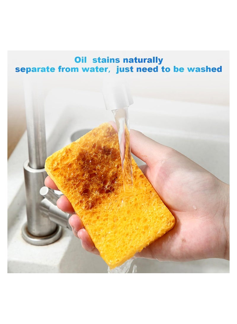 10 Pcs Natural Wood Pulp Car Wash Sponges - Compressed Cellulose Absorbent Scrub Sponges for Kitchen, Bathroom & Dish Cleaning - Image 3