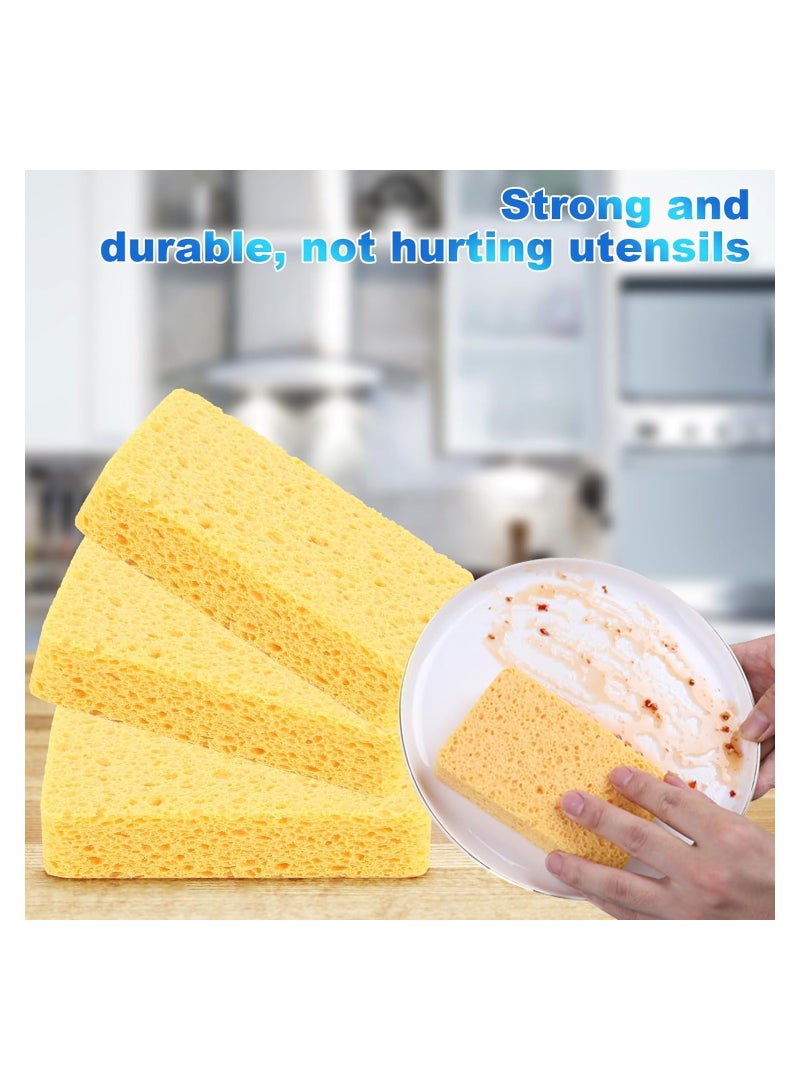 10 Pcs Natural Wood Pulp Car Wash Sponges - Compressed Cellulose Absorbent Scrub Sponges for Kitchen, Bathroom & Dish Cleaning - Image 2