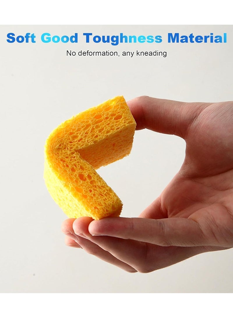 10 Pcs Natural Wood Pulp Car Wash Sponges - Compressed Cellulose Absorbent Scrub Sponges for Kitchen, Bathroom & Dish Cleaning - Image 4