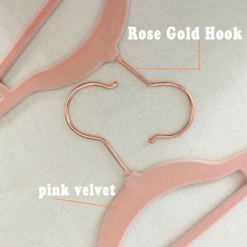 BGRQRIQ Pink Velvet Hangers 30 Pack - Rose Gold Hook, Space Saving Non-Slip Clothes Hangers, 16.5 Inch with Tie Bar for Coats,Sweater,Jackets,Dresses, Shirts, Suits & T-Shirts - Image 2