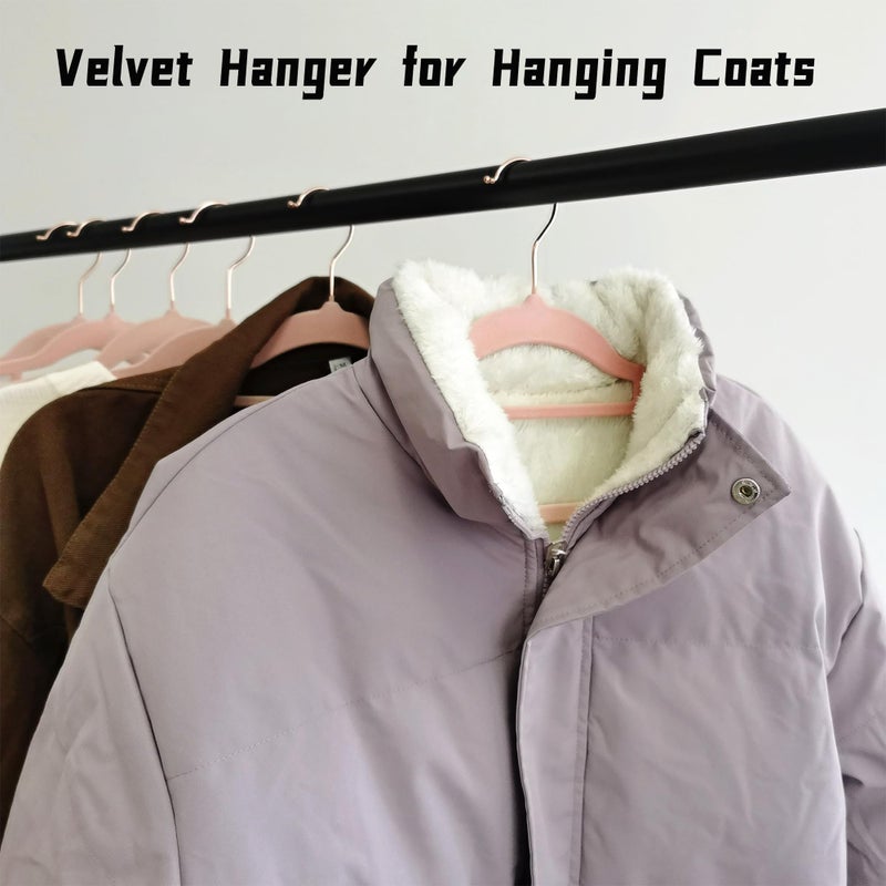BGRQRIQ Pink Velvet Hangers 30 Pack - Rose Gold Hook, Space Saving Non-Slip Clothes Hangers, 16.5 Inch with Tie Bar for Coats,Sweater,Jackets,Dresses, Shirts, Suits & T-Shirts - Image 5