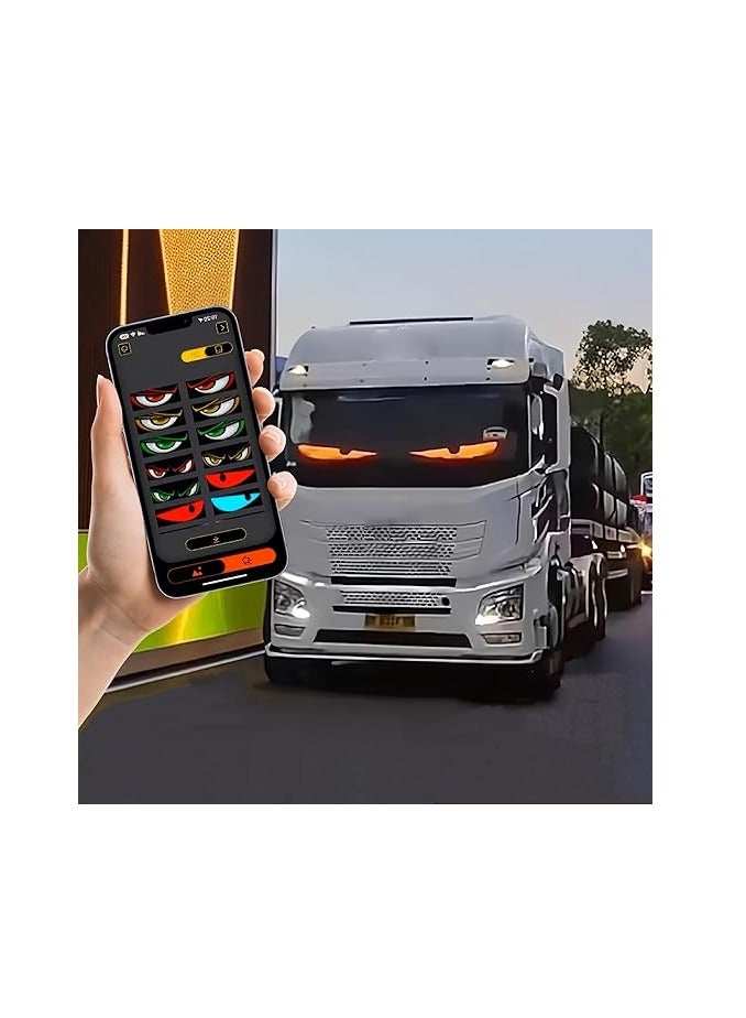 ماركة غير محددة مصباح عيون للسيارات مصباح عين ملون ناعم لنوافذ السيارة شاشة LED مرنة قابلة للبرمجة، شاشة LED ديناميكية ذكية ملونة (16*32) (70*173 MM)  - Image 2