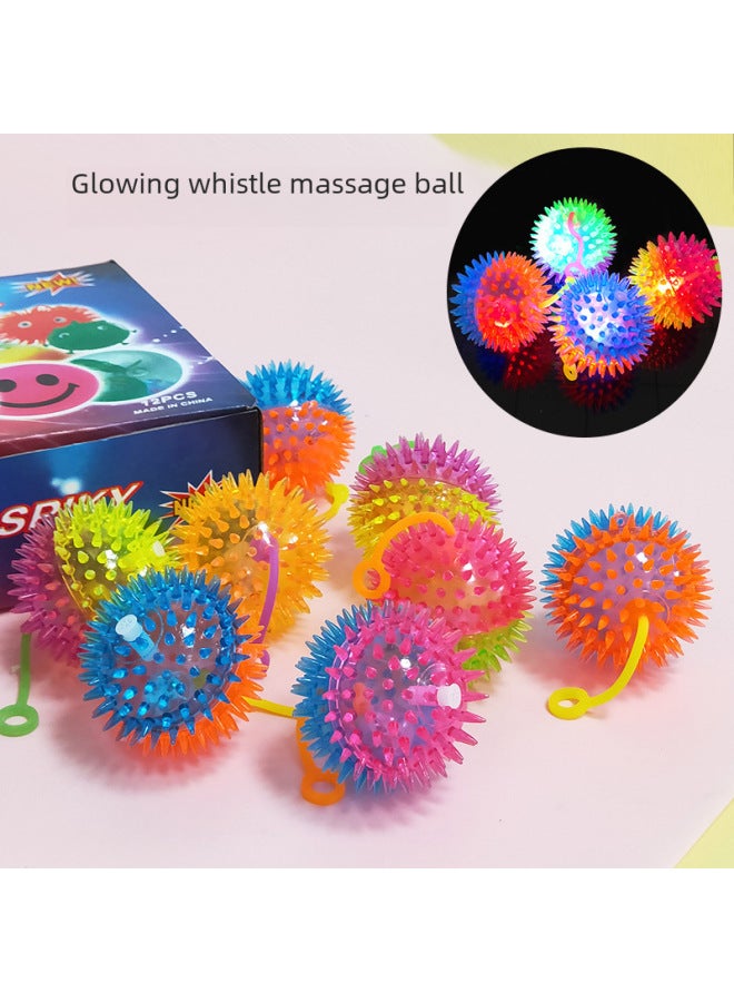 Loquat Flash Elastic Massage Ball Jump Ball Barbed Ball Luminous Massage Ball Pet Toy Stall Night Market Wholesale-Color:6.5 Football Color Mixed Hair With Rope - Image 2