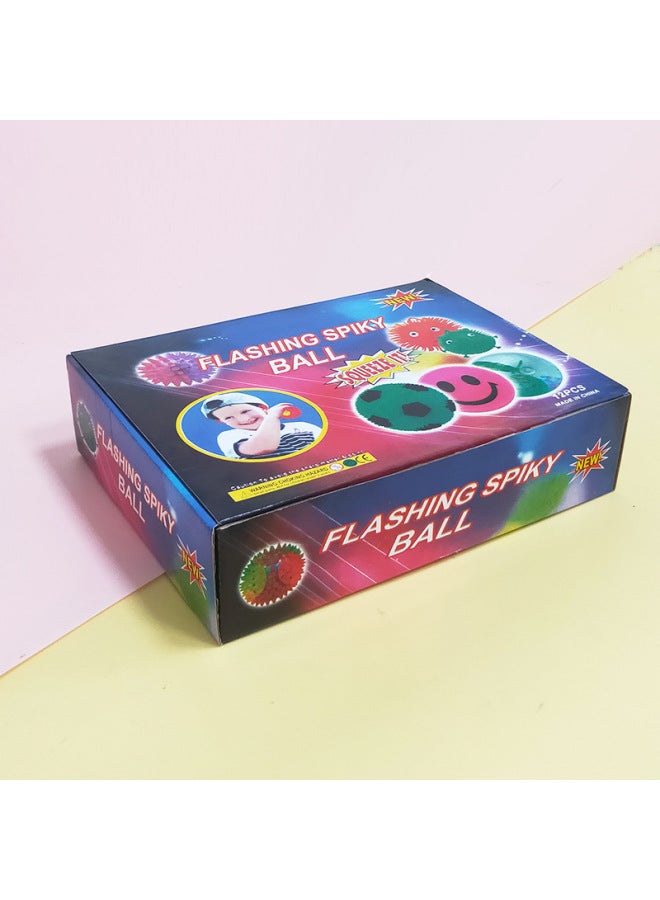 Loquat Flash Elastic Massage Ball Jump Ball Barbed Ball Luminous Massage Ball Pet Toy Stall Night Market Wholesale-Color:6.5 Football Color Mixed Hair With Rope - Image 5