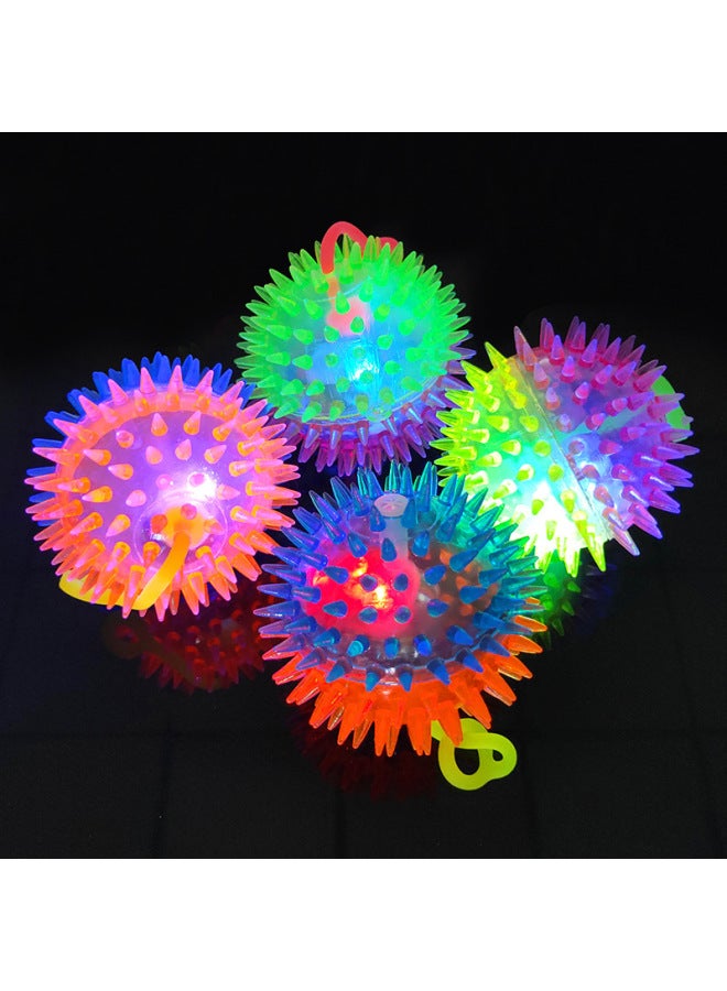 Loquat Flash Elastic Massage Ball Jump Ball Barbed Ball Luminous Massage Ball Pet Toy Stall Night Market Wholesale-Color:6.5 Football Color Mixed Hair With Rope - Image 3
