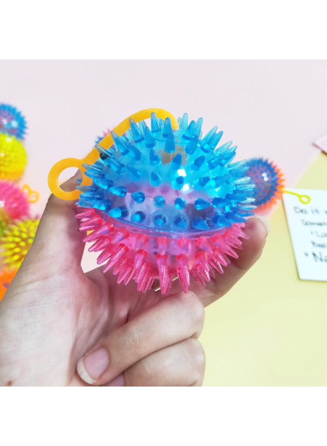 Loquat Flash Elastic Massage Ball Jump Ball Barbed Ball Luminous Massage Ball Pet Toy Stall Night Market Wholesale-Color:6.5 Football Color Mixed Hair With Rope - Image 4