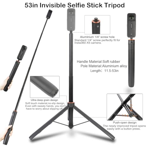 PellKing Accessories Kit for insta360 X4Included Carrying Case with Belt2 Pcs Metal 14 AdapterHandlebar MountMagnetic Mount53in Selfie StickChest StrapHead StrapBackpack Clipand Others - Image 3