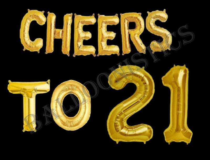Balloonistics Cheers to Twenty One Foil Balloon Combo Number 21 Foil Balloon for Birthday and Anniversary - Image 2