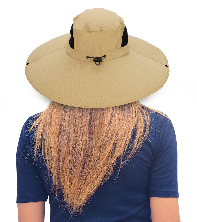 Leotruny Women Super Wide Brim Sun Hat UPF50+ Waterproof Bucket Hat for Fishing, Hiking, Camping (C01-khaki) - Image 2