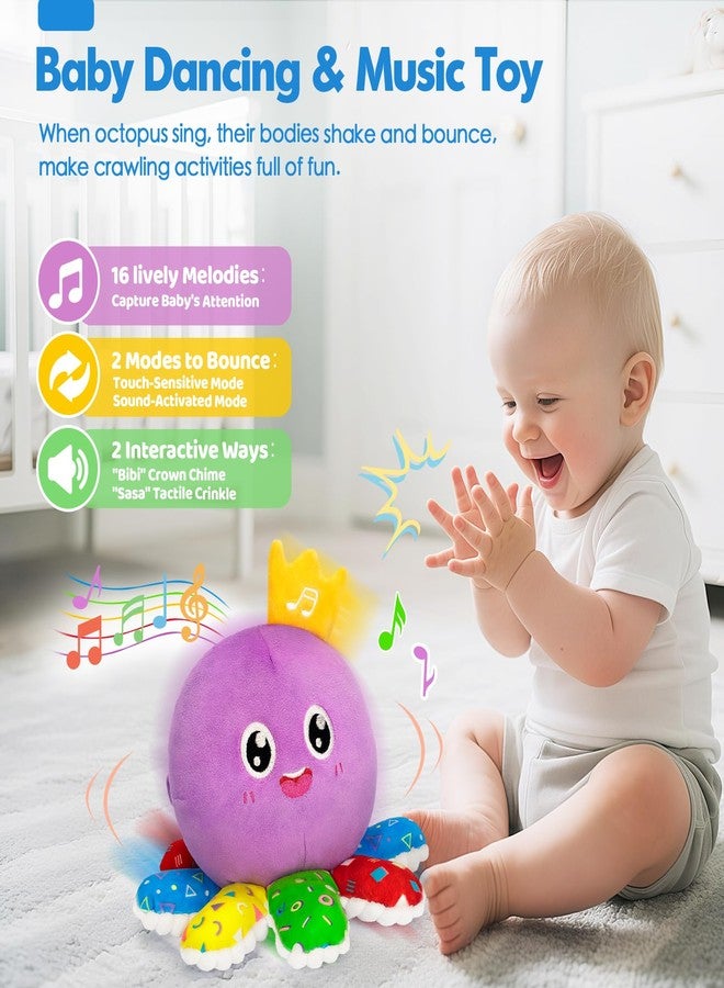 GMAOPHY Baby Toys 6-12 Months,Musical Crawling Octopus Plush Toy,Sensory Toys for Infants,Birthday Boy 7 8 9 10 12-18 Month,Tap and Voice Interaction,Walking Bouncing Learning Tummy Time Toy - Image 3