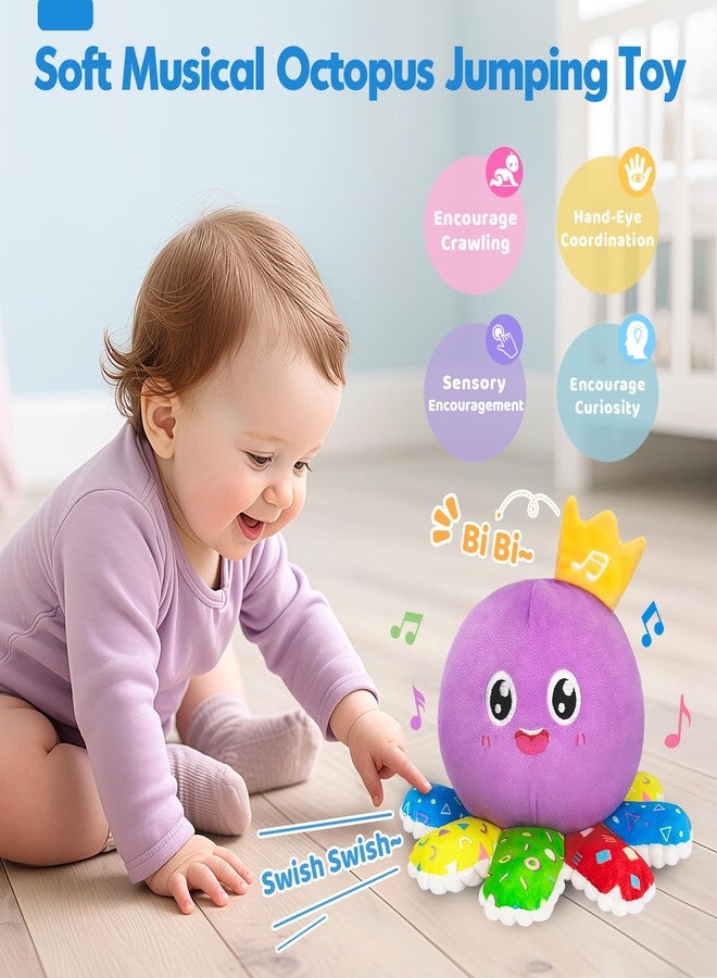GMAOPHY Baby Toys 6-12 Months,Musical Crawling Octopus Plush Toy,Sensory Toys for Infants,Birthday Boy 7 8 9 10 12-18 Month,Tap and Voice Interaction,Walking Bouncing Learning Tummy Time Toy - Image 4