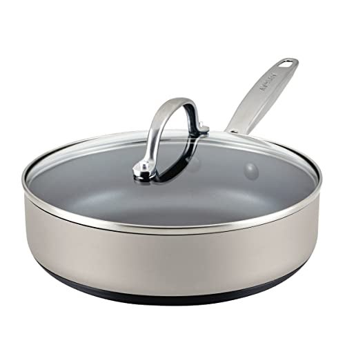 Anolon Achieve Hard Anodized Nonstick Saut Pan with Lid 3 Quart  Silver