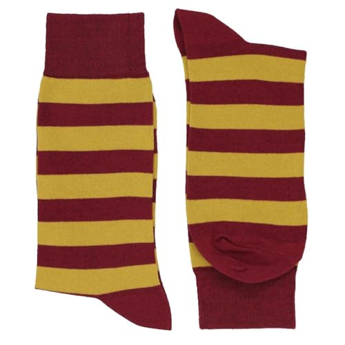 tiemart Men's Socks, One Pair (Maroon and Gold Striped) - Image 2