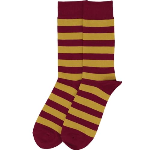 tiemart Men's Socks, One Pair (Maroon and Gold Striped) - Image 4