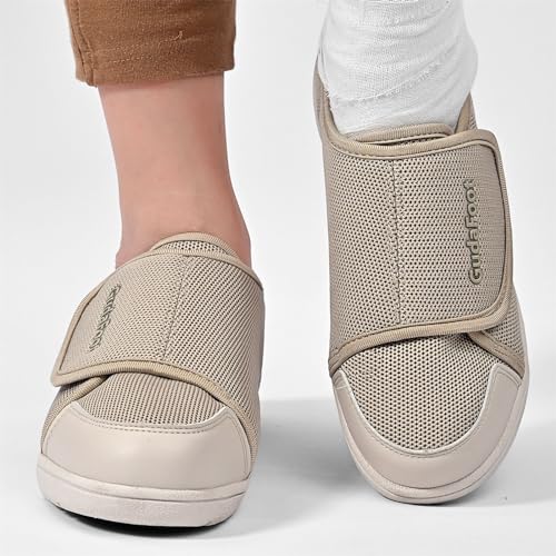 GudaFoot Women's Diabetic Shoes Easy Put on with Adjustable Lightweight for Edema Plantar Fasciitis Bunions Arthritis Neuropathy Wide Width Swollen Feet Bottom Fattening and Widening Elderly Shoes Beige,9.5 - Image 5
