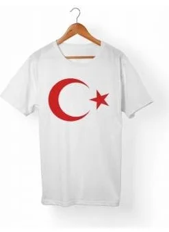 Masho Trend White Printed Crescent and Star Tshirt 29 October Republic Day T-Shirt 23 April T-Shirt