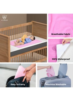MY ARMOR Baby Dry Sheet/Mattress Protector (Waterproof/Quick Drying/Extra Absorbent/Reusable) - Pack Of 2 (Small (50Cm X 70Cm), Pink & Sky Blue)  - Image 2