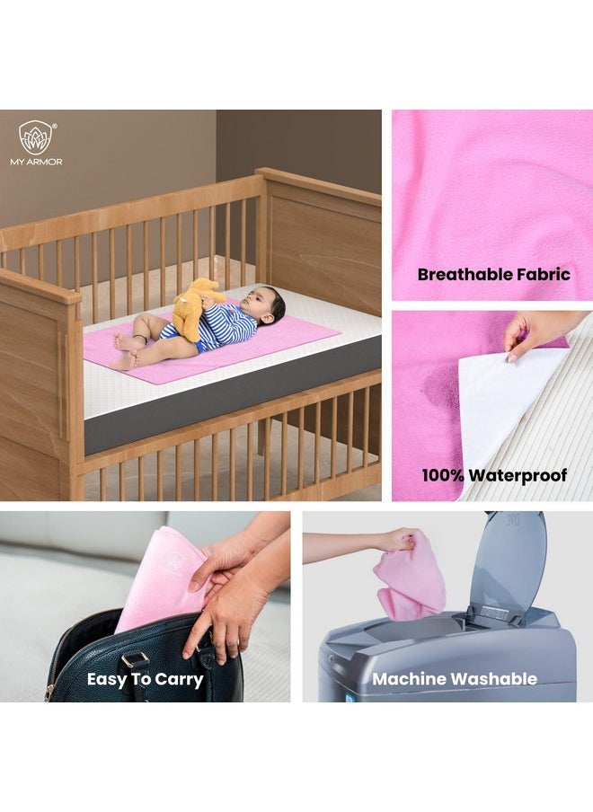 MY ARMOR - Baby Dry Sheet/Mattress Protector (Waterproof/Quick Drying/Extra Absorbent/Reusable) - Pack Of 2 (Small (50Cm X 70Cm), Pink & Sky Blue) - Image 1