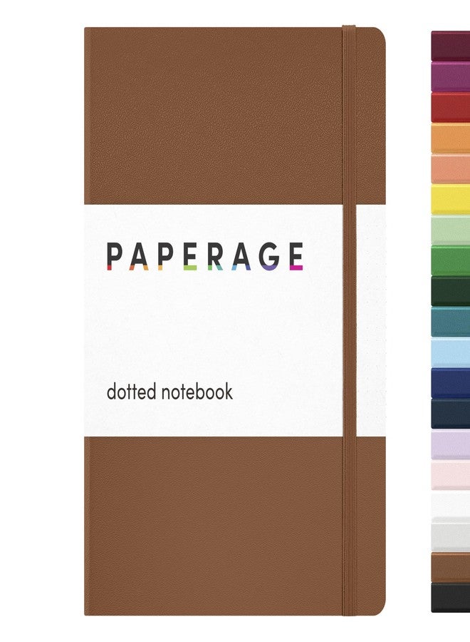 ببرج دفتر ملاحظات منقط من PAPERAGE، (لون الكونياك)، 160 صفحة، متوسط 5.6 بوصة × 8 بوصة - ورق سميك 100 جرام/متر مربع - دفتر ملاحظات بغلاف مقوى للعمل والدراسة وتدوين الملاحظات - Image 1