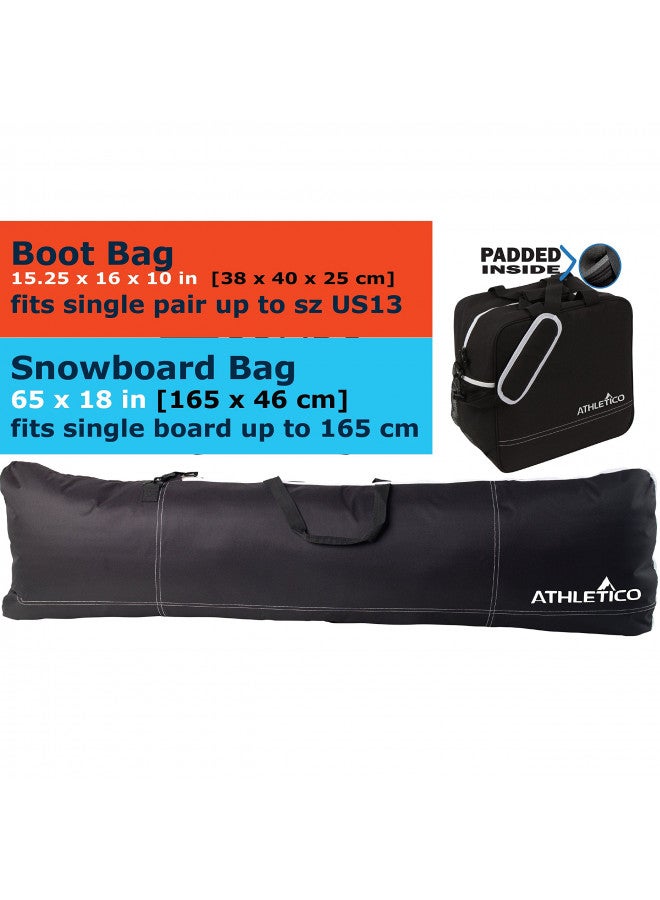 Athletico Athletico Padded Two-Piece Snowboard and Boot Bag Combo | Store & Transport Snowboard Up to 165 CM and Boots Up To Size 13 | Includes 1 Padded Snowboard Bag & 1 Padded Boot Bag (Black) - Image 2