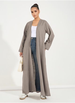 Linen Look Abaya with Wide Sleeves - pzsku/Z00BDE0FAAE96A0489D05Z/45/_/1728387100/d59eb3ff-0b81-418e-85d1-50dcd07c7529