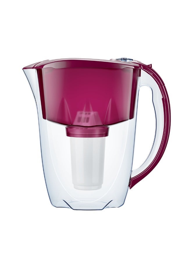 Aquaphor Prestige Water Filter Jug, + 1 Extra Cartridge, 2.8L Capacity, Slider Lid and Compact Design, Reduces Chlorine, Rust, Heavy Metals, Phenols & Organic Compounds, Provides Odorless and Tasty Water, BPA-Free, Fridge-Friendly Water Purifier Jug for Daily Use (Cherry) - Image 2