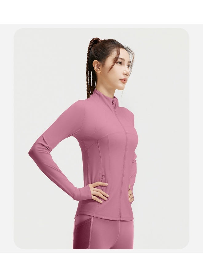 Splicing Fitness Top Jacket Breathable Elastic Pocket Running Sports Yoga Suit Long Sleeve Women's Summer - Image 3