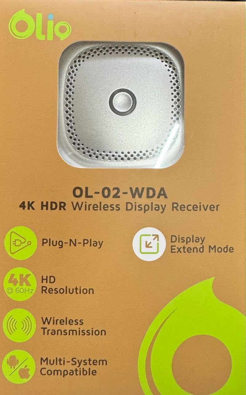 Olio 4K Wireless HDMI Display Adapter 4K@60hz Screen Mirroring Miracast Airplay Dongle for iPhone/Android/Mac/Windows devices Streaming Screen to TV/Projector/monitor also supports display extend mode - Image 1