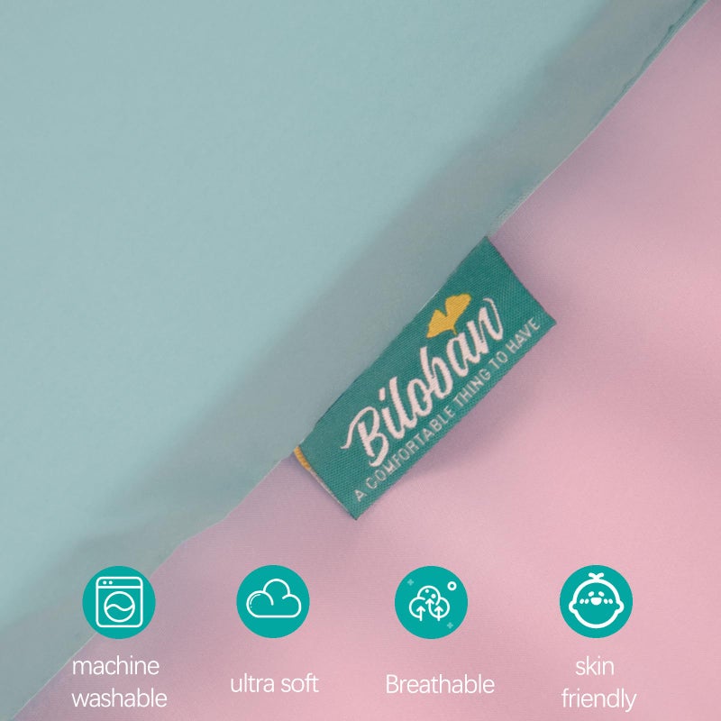 Biloban Pack and Play Sheets Fitted, 2 Pack Pack and Play Sheet Fits for Graco Pack n Play Mattress, Neutral Playard Sheets for Baby Boys and Girl, Pink & Aqua, 38”X 26” - Image 2