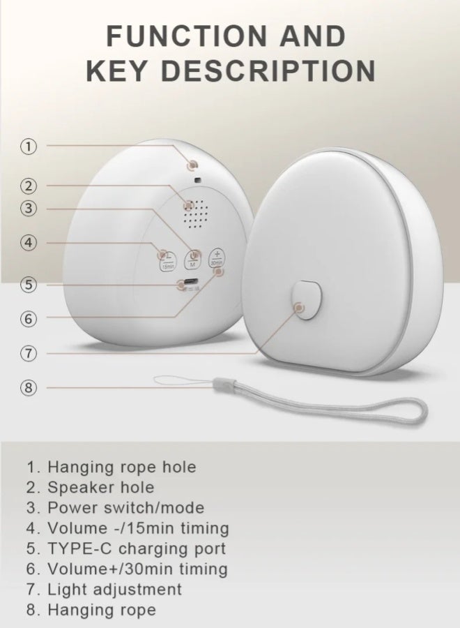 oldlaiben Baby White Noise Machine,Led White Noise Machine,USB Rechargeable White Noise Sleep Machine,7 Rgb Colors Night Lights For Baby,Dimmable Touch Lamp,10 Soothing Sounds,2 Timer Shutdown,For Baby, Travel, Nursery - Image 2