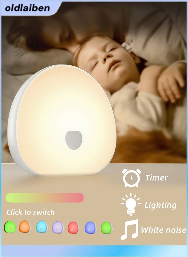 oldlaiben Baby White Noise Machine,Led White Noise Machine,USB Rechargeable White Noise Sleep Machine,7 Rgb Colors Night Lights For Baby,Dimmable Touch Lamp,10 Soothing Sounds,2 Timer Shutdown,For Baby, Travel, Nursery - Image 1
