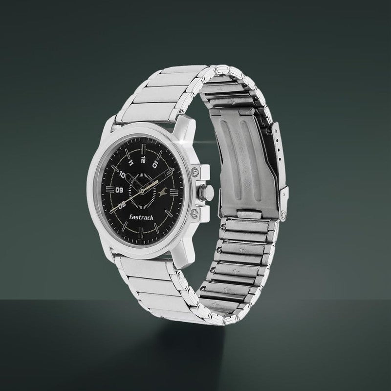 Fastrack Men Quartz Analog Black Dial Stainless Steel Strap Watch for Guys-NS3039SM02 - Image 2