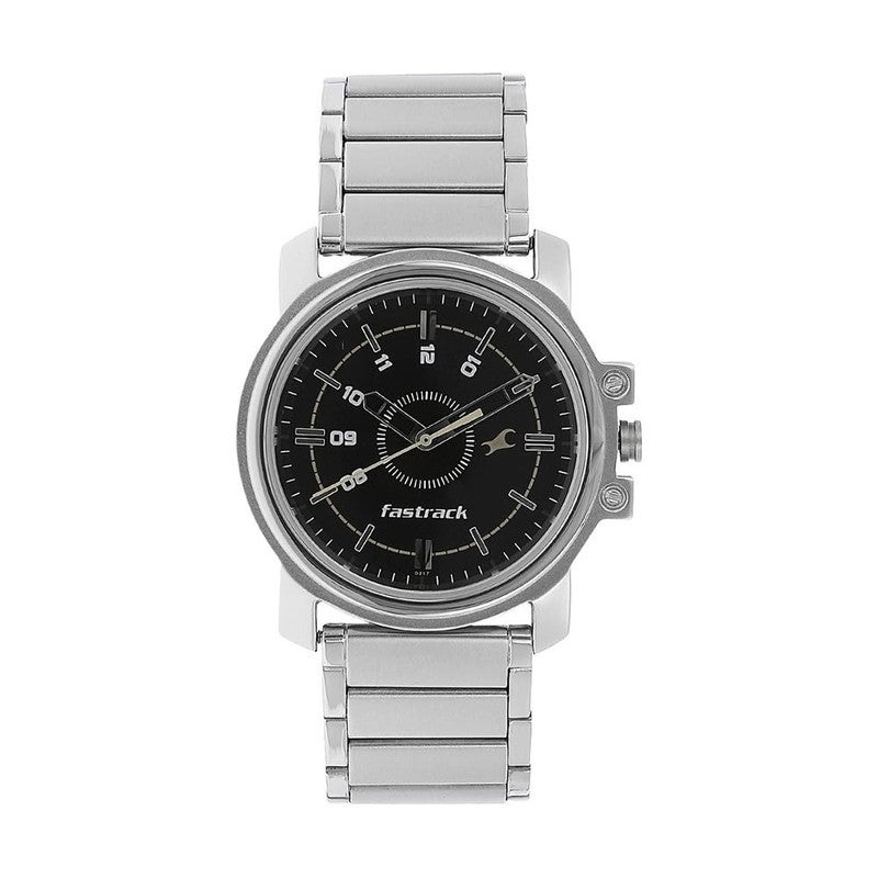 Fastrack Men Quartz Analog Black Dial Stainless Steel Strap Watch for Guys-NS3039SM02 - Image 1