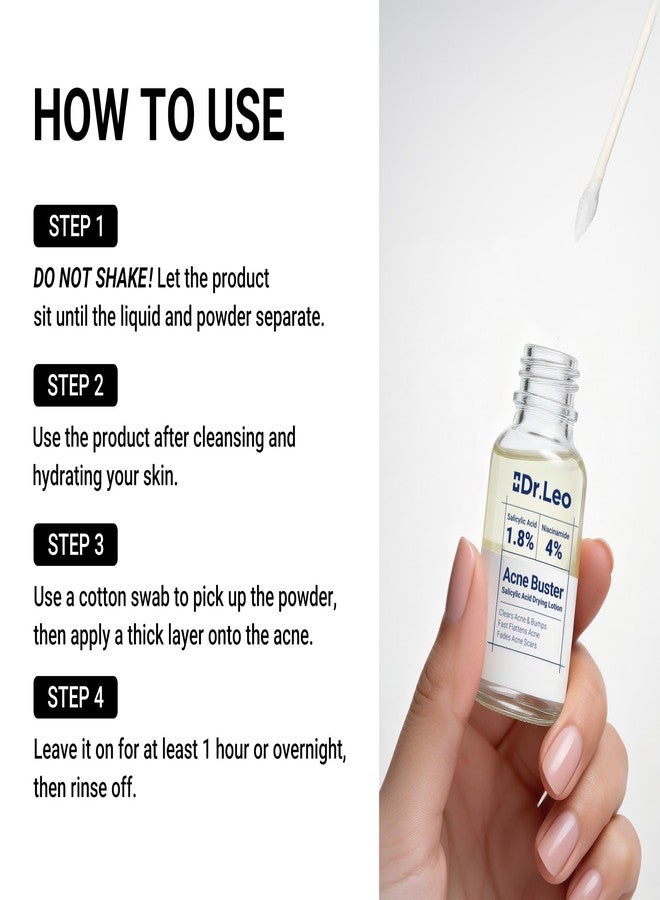 دكتور ليو لوشن دكتور ليو المجفف بحمض الساليسيليك بنسبة 1.8% - علاج حب الشباب للوجه، يقلل من الشوائب والبثور، يهدئ البقع وحب الشباب، مناسب للبشرة الحساسة، 0.34 أونصة سائلة (20 مل) - Image 4