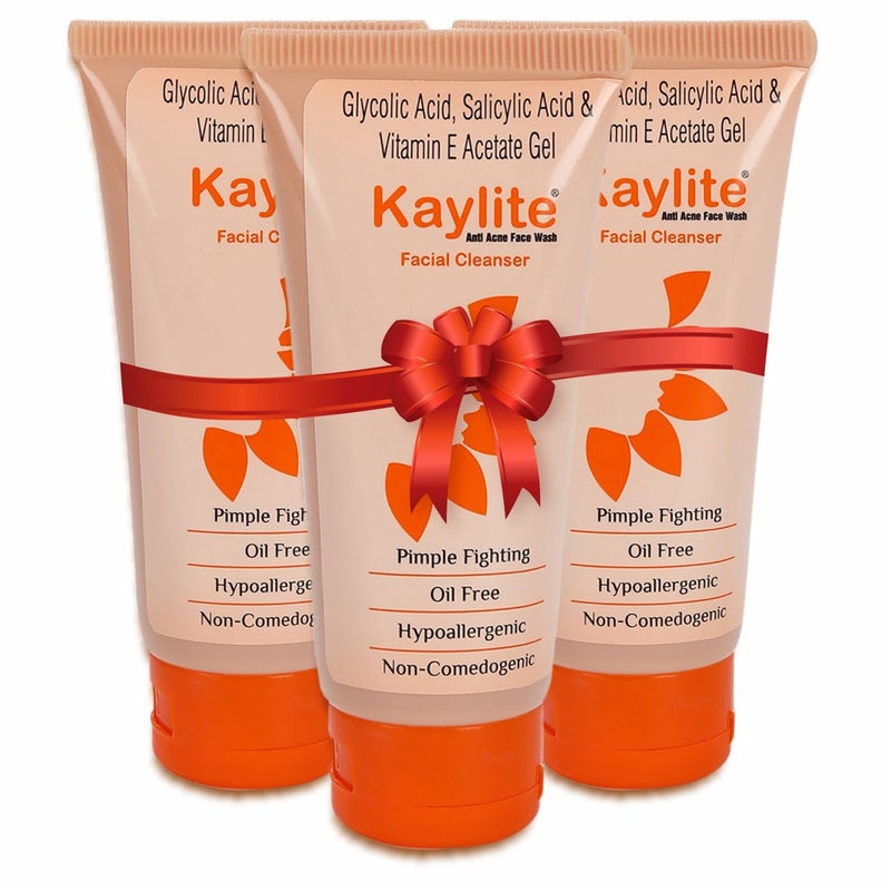 Kaylite Facial Cleanser anti acne face wash Salicylic acid and vitamin EAcetate Gel Oil FreePack of 3 180 ML - Image 1