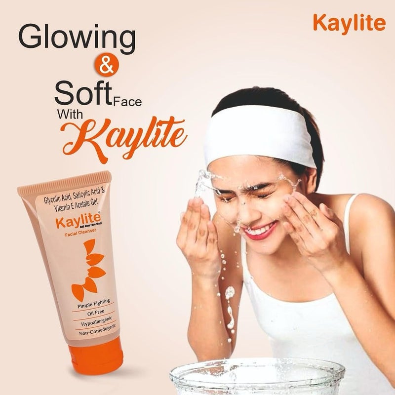 Kaylite Facial Cleanser anti acne face wash Salicylic acid and vitamin EAcetate Gel Oil FreePack of 3 180 ML - Image 4