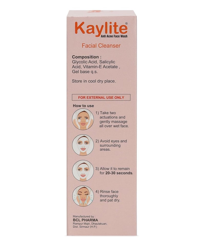Kaylite Facial Cleanser anti acne face wash Salicylic acid and vitamin EAcetate Gel Oil FreePack of 3 180 ML - Image 2