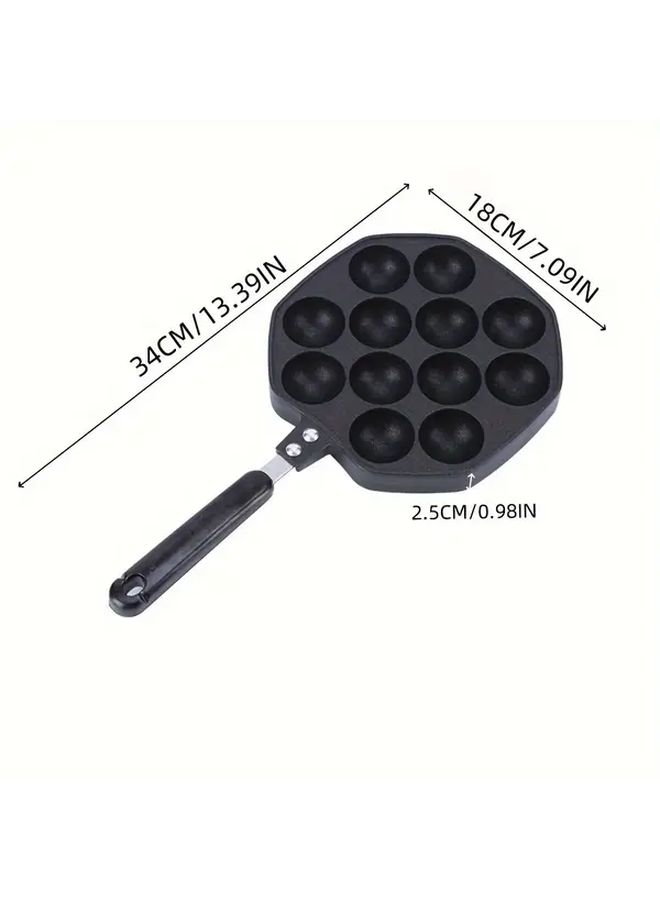 Non-Stick Octopus Ball Pan 12 Holes Heavy Duty Aluminum Even Heat Distribution For Octopus Shrimp Quail Eggs Egg Balls Easy Clean Kitchen Restaurant Use Home Cooks Professional Chefs Black - Image 3