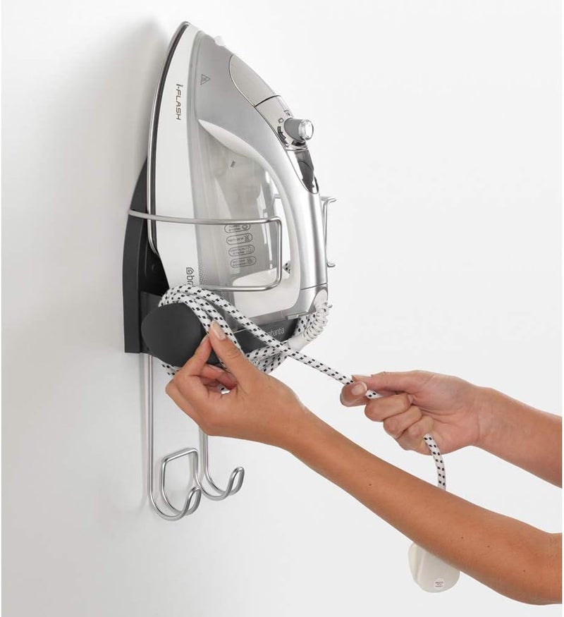 Brabantia 385742 Wall-Mounted Rest And Hanging Ironing Board Holder, Gray - Image 2