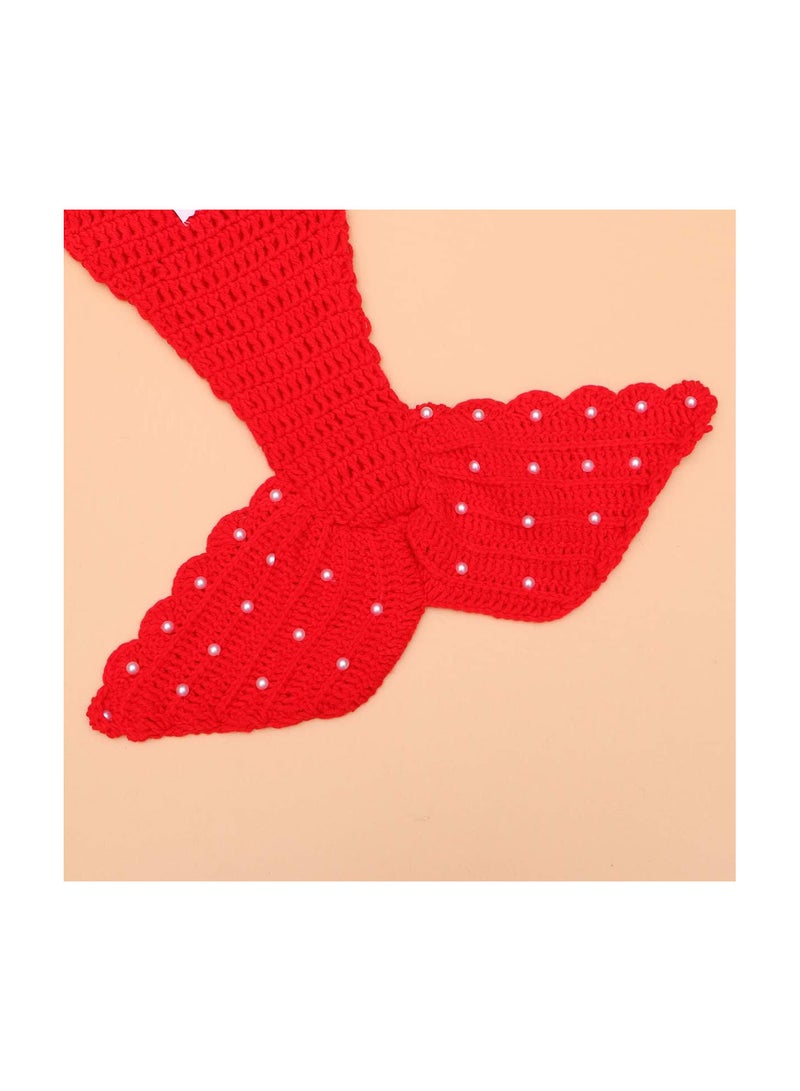 GGOOT Baby Photography Props, Mermaid Crochet Outfit Newborn Photo Costume with Headband Bra Tail Dress Up Accessories Red - Image 5