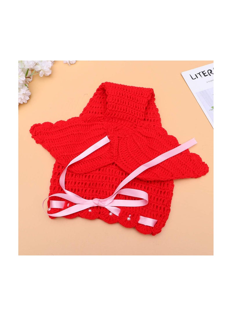 GGOOT Baby Photography Props, Mermaid Crochet Outfit Newborn Photo Costume with Headband Bra Tail Dress Up Accessories Red - Image 2