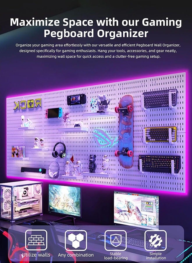 YelaJoy 4-Piece 11.8"Peg Board, Pegboard Kit Wall Organizer Panels, Black Pegboard Wall Organizer with Bins Hooks Shelves for Home, Craft Room, Garage Tool Storage, Kitchen, Workshop, Tool Organization（22 Pack Set） - Image 4