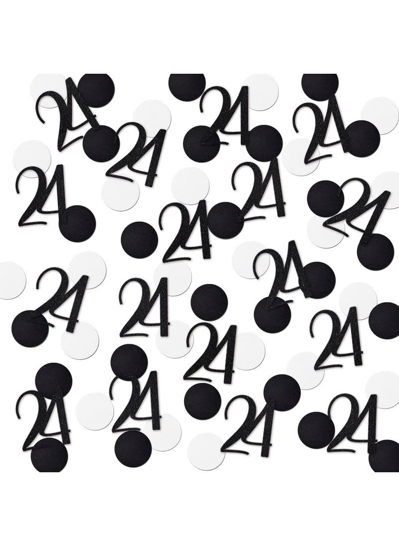 MAGJUCHE Black Glitter 24 Confetti 24th Birthday Number Confetti 200pcs Anniversary Party Table Decoration Supplies  - Image 1