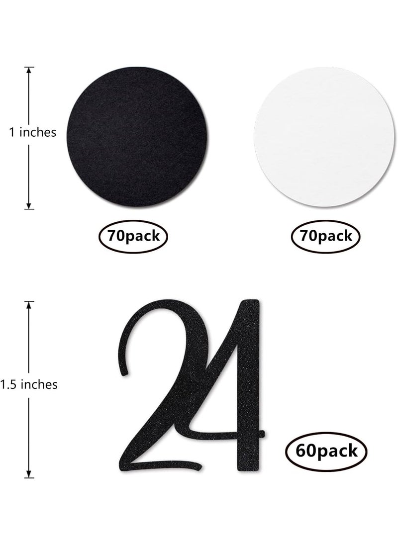 MAGJUCHE Black Glitter 24 Confetti 24th Birthday Number Confetti 200pcs Anniversary Party Table Decoration Supplies  - Image 2
