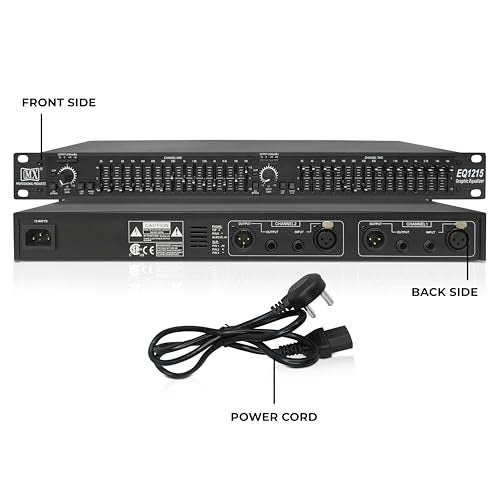 MX Dual Channel 15-Band Graphic Equalizer – Rackmount Audio Equalizer with XLR/TRS Inputs, 50Hz Low-Cut Filter, Feedback Detection – Professional Sound Processor for PA, DJ, Studio - Image 2